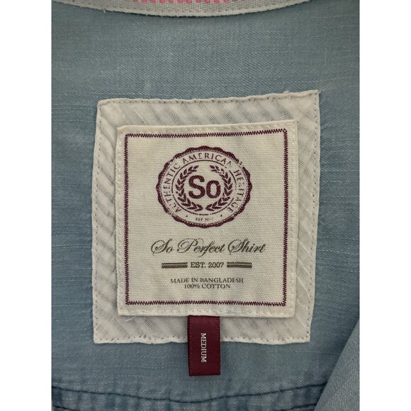 SO Perfect Shirt Womens Medium Chambray Denim Long Sleeve Button Western Top - Picture 5 of 11